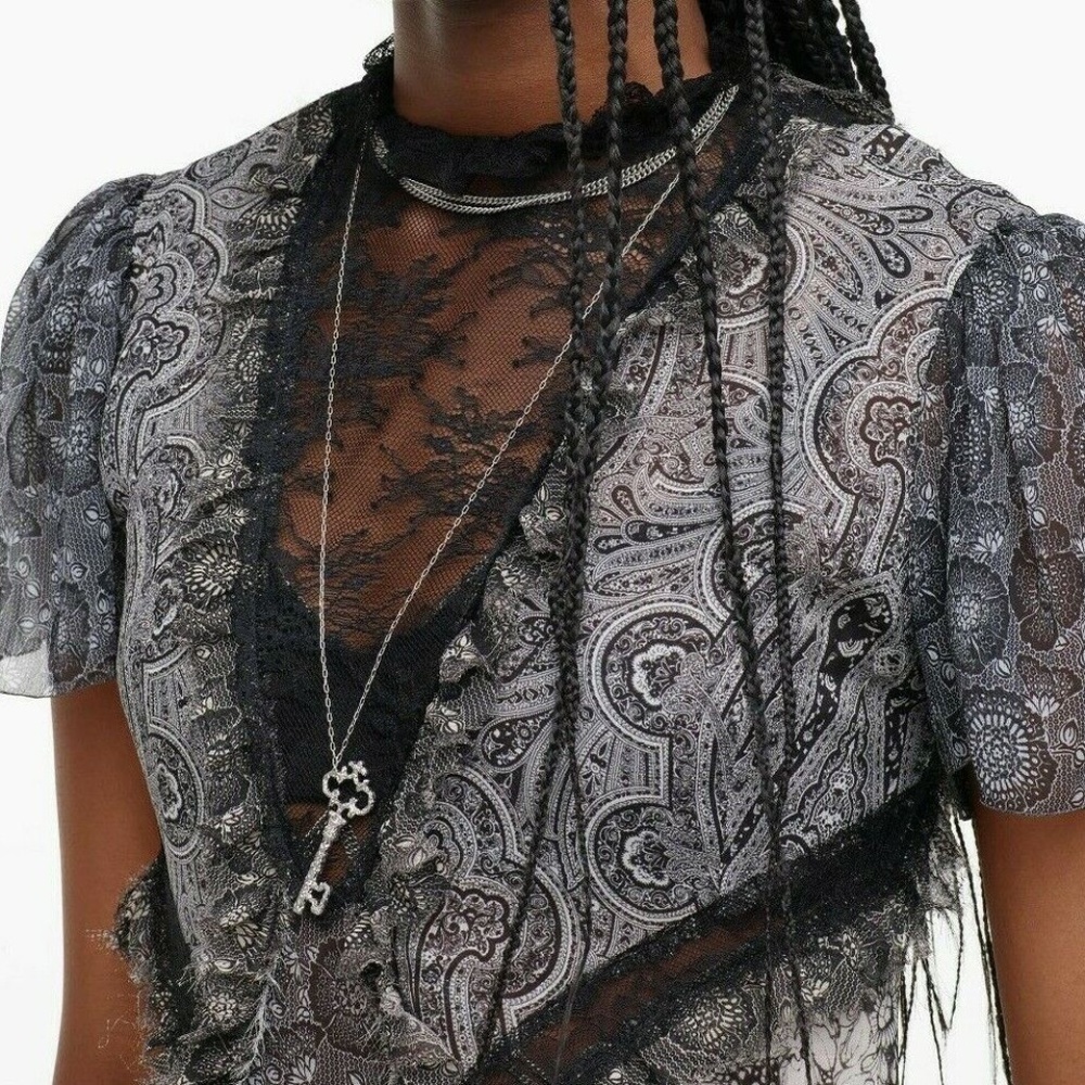 Zara Black and Gray Lace Dress - Picture 3 of 8